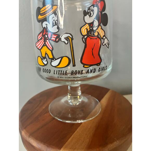 Walt Disney Productions Mickey & Minnie Glass Pedestal Candy Jar – 1970s – Mint - Picture 7 of 11